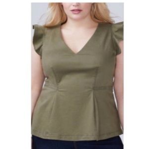 Lane Bryant Green Peplum Denim Top
